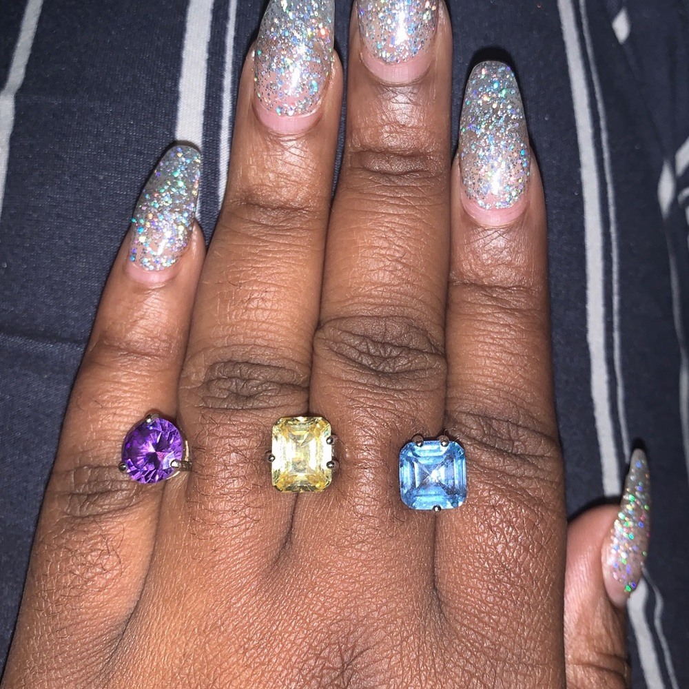 Kenneth Jay lane cz three finger ring